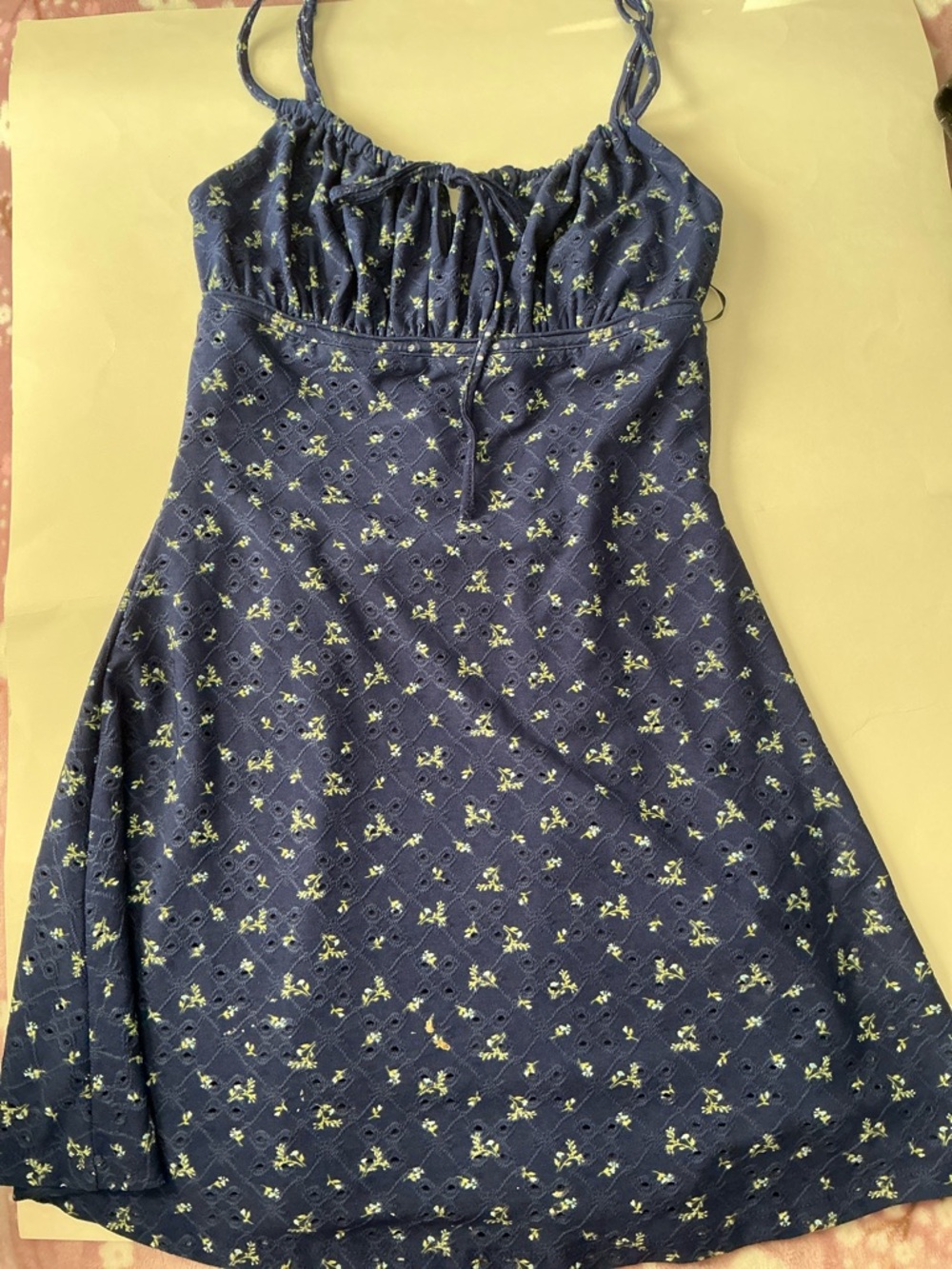 Forever 21 Navy Blue Floral Flowy Mini Sundress